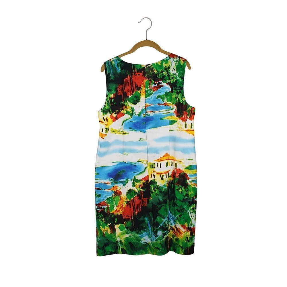 NorthStyle Dress Sleeveless V-Neck Sheath Watercolor Island Villa Print Women 16 - Picture 2 of 6
